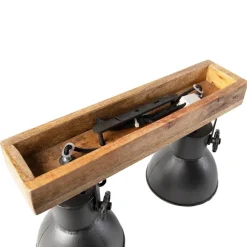 Industriestrahler schwarz mit Mangoholz 2-hell - Mangos