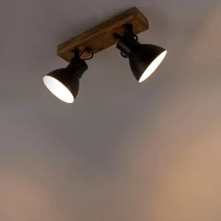 Industriestrahler schwarz mit Mangoholz 2-hell - Mangos