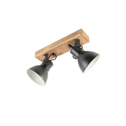 Industriestrahler schwarz mit Mangoholz 2-hell - Mangos