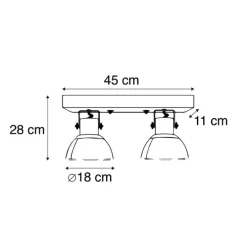 Industriestrahler schwarz mit Mangoholz 2-hell - Mangos