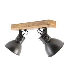 Industriestrahler schwarz mit Mangoholz 2-hell - Mangos