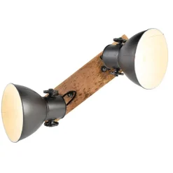 Industriestrahler schwarz mit Mangoholz 2-hell - Mangos