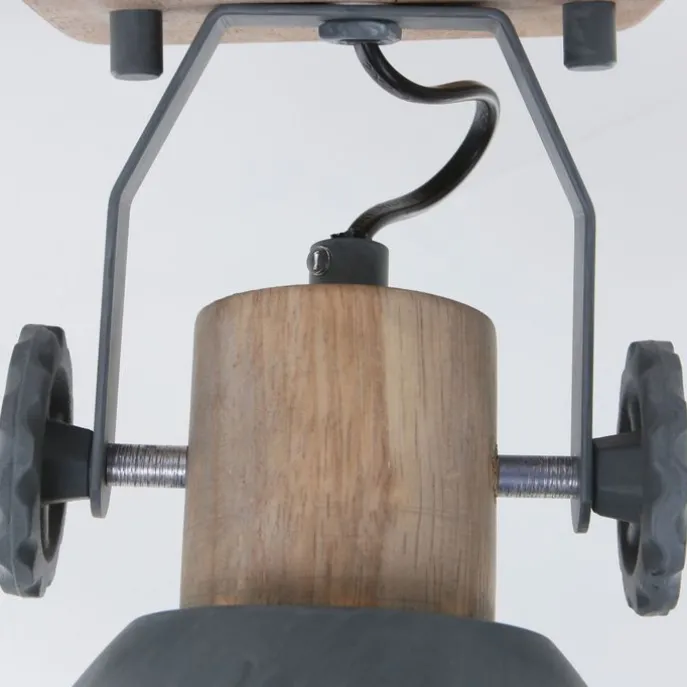Industriële plafondspot hout met grijs draai- en kantelbaar - Gearwood