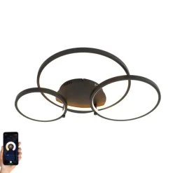 Intelligente Deckenleuchte schwarz 3-flammig mit Fernbedienung - Rondas