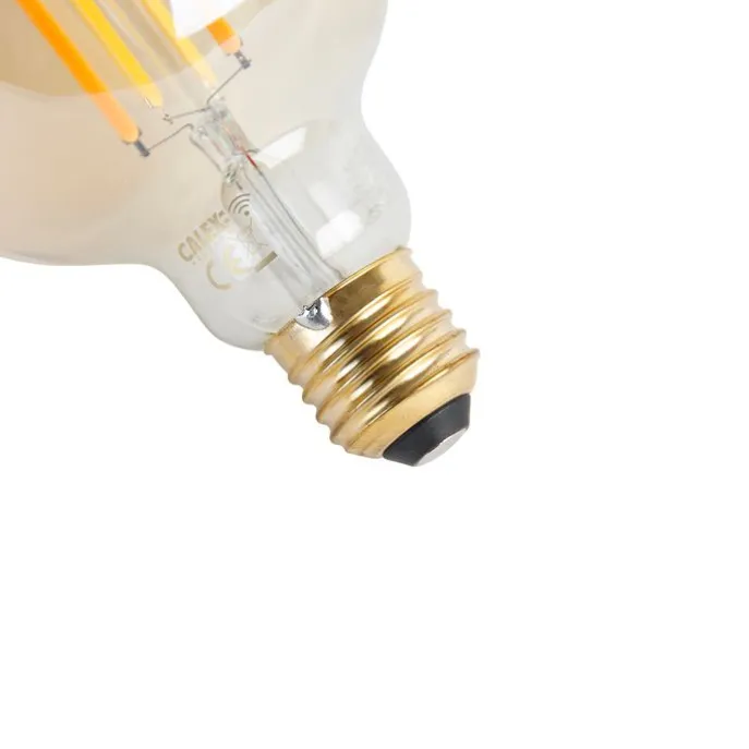 Intelligente E27-LED-Lampe, dimmbar bis warm, G95, Gold, 7 W, 806 lm, 1800 K – 3000 K
