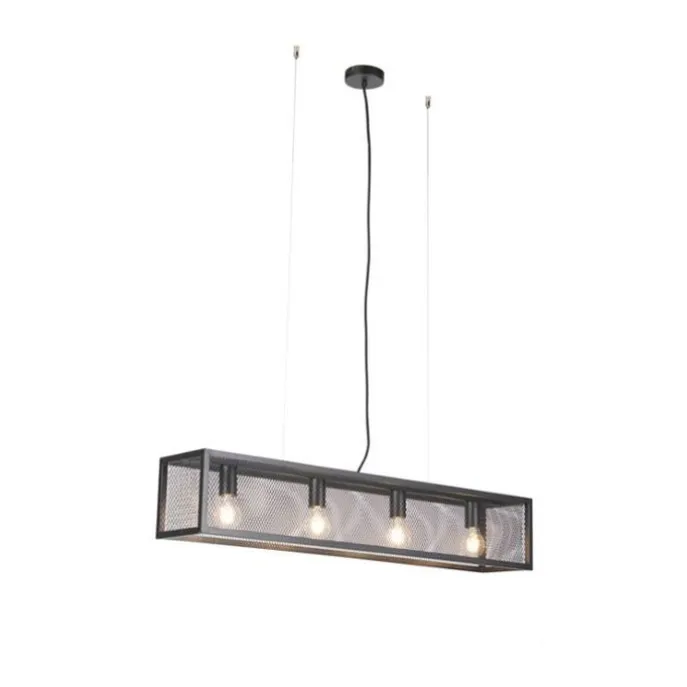 Intelligente industrielle Hängelampe schwarz inkl. 4 WiFi A60 - Käfig