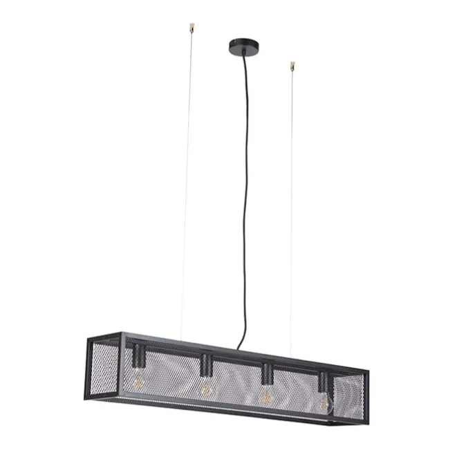 Intelligente industrielle Hängelampe schwarz inkl. 4 WiFi A60 - Käfig