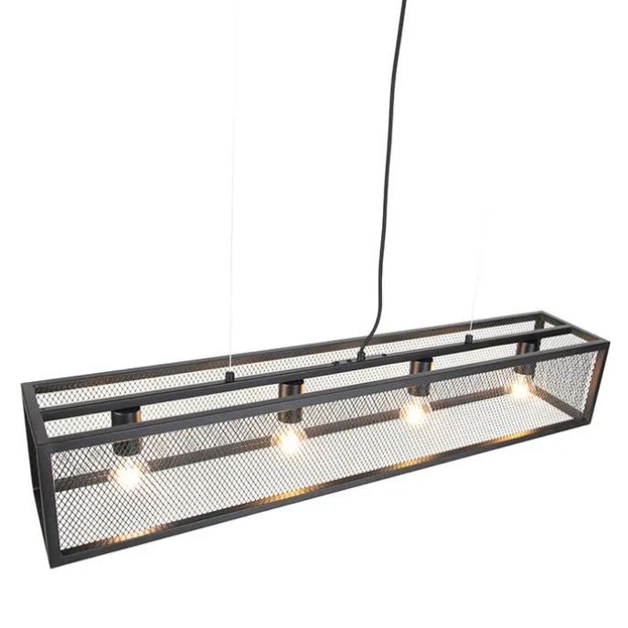 Intelligente industrielle Hängelampe schwarz inkl. 4 WiFi A60 - Käfig