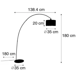 Intelligente moderne Bogenlampe schwarz inkl. A60 Wifi - Vinossa