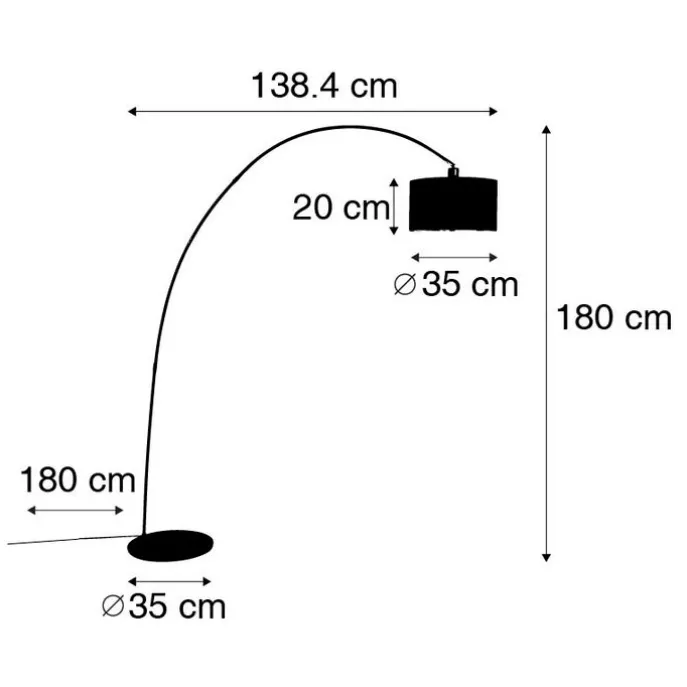 Intelligente moderne Bogenlampe schwarz inkl. A60 Wifi - Vinossa