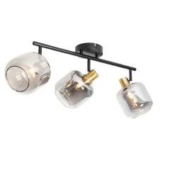 Intelligenter Deckenstrahler schwarz mit Rauchglas länglich inkl. 3 Wifi P45 - Zuzanna