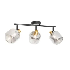 Intelligenter Deckenstrahler schwarz mit Rauchglas länglich inkl. 3 Wifi P45 - Zuzanna