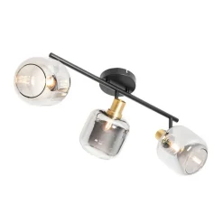 Intelligenter Deckenstrahler schwarz mit Rauchglas länglich inkl. 3 Wifi P45 - Zuzanna