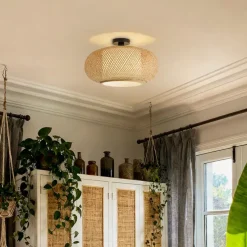 Japandi Deckenleuchte Bambus mit weißer Innenseite - Liva