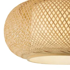 Japandi Deckenleuchte Bambus mit weißer Innenseite - Liva