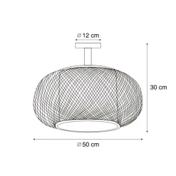 Japandi Deckenleuchte Bambus mit weißer Innenseite - Liva