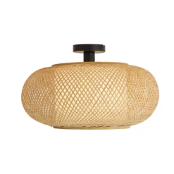 Japandi Deckenleuchte Bambus mit weißer Innenseite - Liva