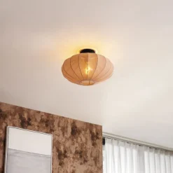 Japandi Deckenleuchte Braun mit Stoffschirm - Bida