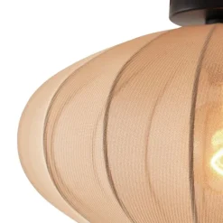 Japandi Deckenleuchte Braun mit Stoffschirm - Bida