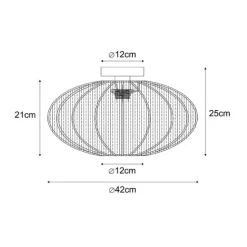 Japandi Deckenleuchte Braun mit Stoffschirm - Bida
