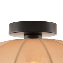 Japandi Deckenleuchte Braun mit Stoffschirm - Bida