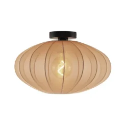 Japandi Deckenleuchte Braun mit Stoffschirm - Bida