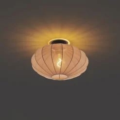 Japandi Deckenleuchte Braun mit Stoffschirm - Bida