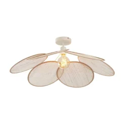 Japandi Deckenleuchte Creme mit Leinenschirm - Aisha