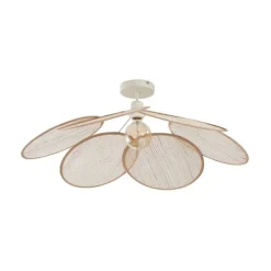 Japandi Deckenleuchte Creme mit Leinenschirm - Aisha