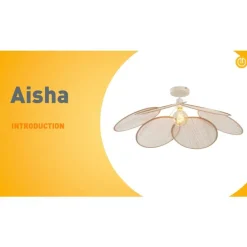 Japandi Deckenleuchte Creme mit Leinenschirm - Aisha