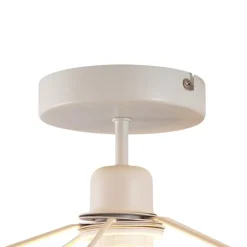 Japandi Deckenleuchte Creme mit Leinenschirm - Aisha