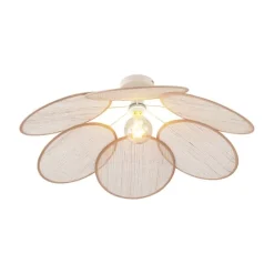 Japandi Deckenleuchte Creme mit Leinenschirm - Aisha