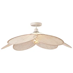 Japandi Deckenleuchte Creme mit Leinenschirm - Aisha