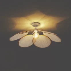 Japandi Deckenleuchte Creme mit Leinenschirm - Aisha