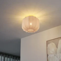 Japandi Deckenleuchte Gold mit beigem Schirm - Pluni