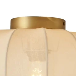 Japandi Deckenleuchte Gold mit beigem Schirm - Pluni