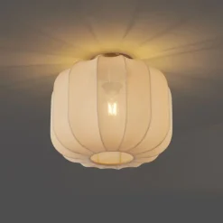 Japandi Deckenleuchte Gold mit beigem Schirm - Pluni