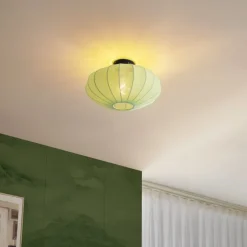 Japandi Deckenleuchte Grün mit Stoffschirm - Bida