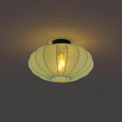 Japandi Deckenleuchte Grün mit Stoffschirm - Bida