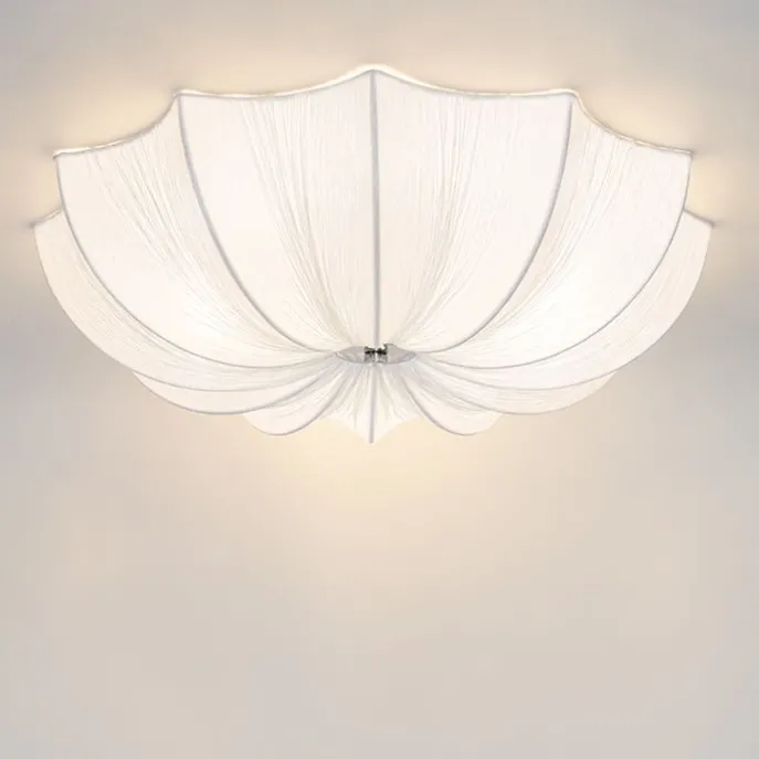 Japandi Deckenleuchte Weiß Seide 52cm 3-flammig - Plu