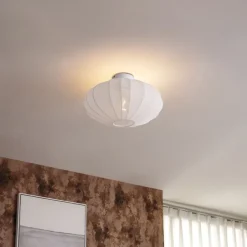 Japandi Deckenleuchte weiß mit Stoffschirm - Bida