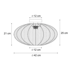 Japandi Deckenleuchte weiß mit Stoffschirm - Bida