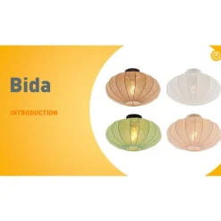 Japandi Deckenleuchte weiß mit Stoffschirm - Bida