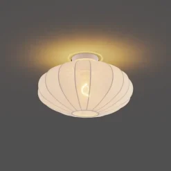 Japandi Deckenleuchte weiß mit Stoffschirm - Bida