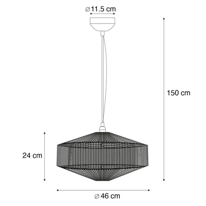 Japandi hanglamp bruin touw 46cm - Svea