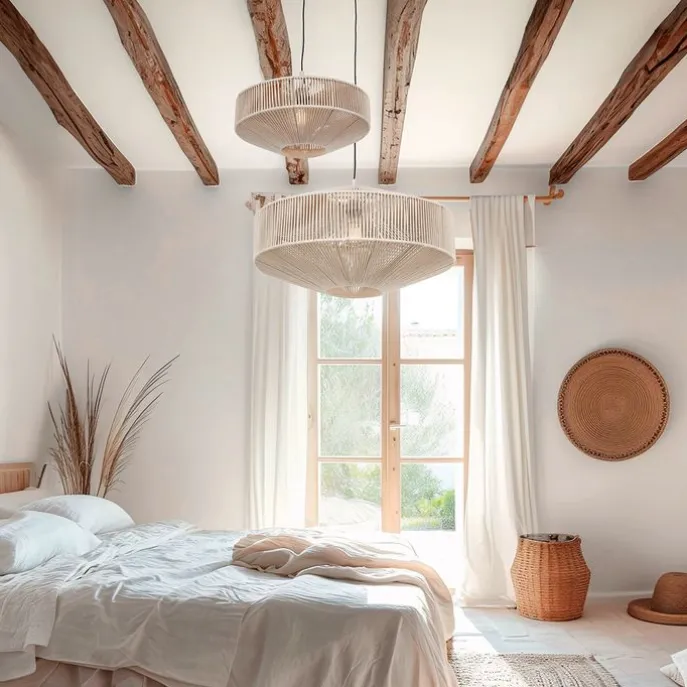 Japandi hanglamp bruin touw 46cm - Svea