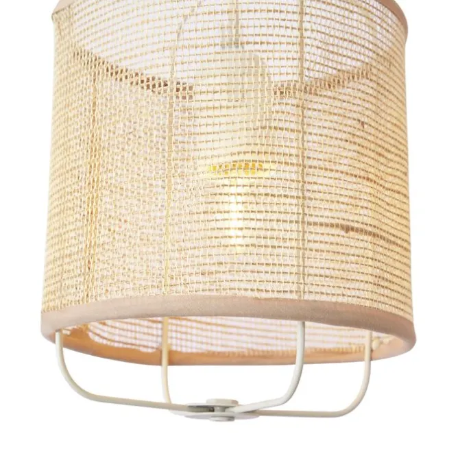 Japandi Hängelampe Beige mit Stoffschirmen 6-flammig - Yente