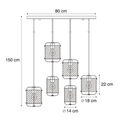 Japandi Hängelampe Beige mit Stoffschirmen 6-flammig - Yente