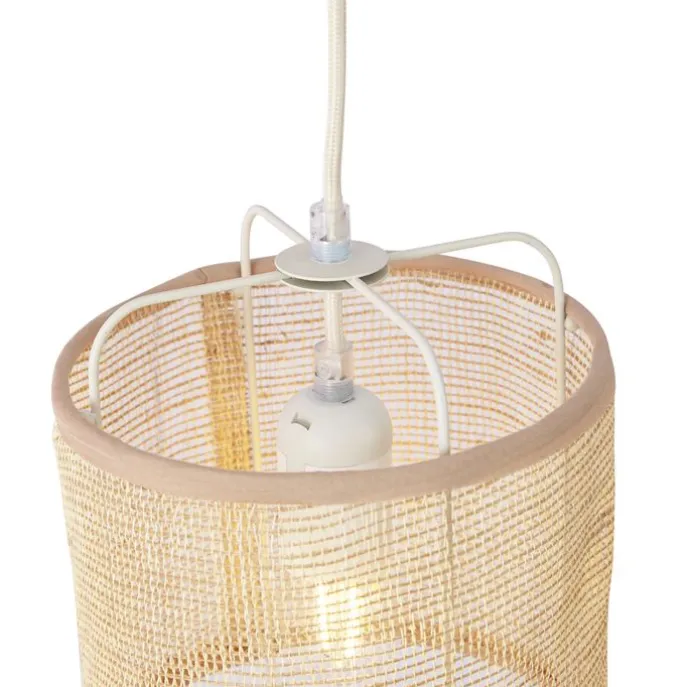 Japandi Hängelampe Beige mit Stoffschirmen 6-flammig - Yente