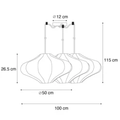 Japandi Hängelampe braun 50cm 3-flammig - Plu